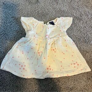 White Baby Dress with Pink Star Pattern